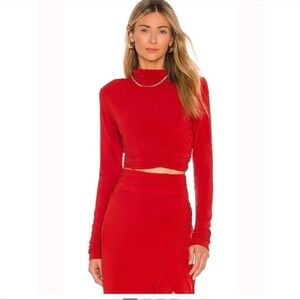 New A.L.C. Skylar Ruched Mock Neck Top Size Large